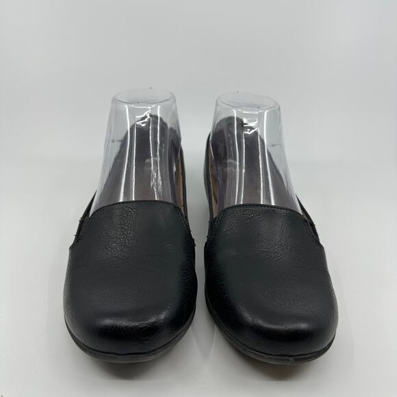 Natural Soul Shoes Womens US 5M Black Faux Leather Gabber Flats Round Toe Casual - Picture 1 of 7